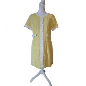 ModCloth Retro Style 60s Inspired Dress Yellow Mini Shift Womens Size 10